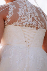 Gorgeous Tulle Aline Wedding Dress Lace with Tassels