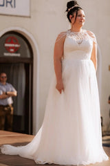 Gorgeous Tulle Aline Wedding Dress Lace with Tassels