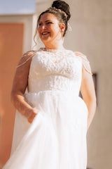 Gorgeous Tulle Aline Wedding Dress Lace with Tassels