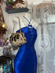Royal Blue Mermaid Long Prom Dresses Open Back Satin Formal Occasions