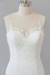 Graceful Illusion Appliques Mermaid Wedding Dress