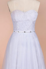 Graceful Strapless Tulle Lace A-line Wedding Dress