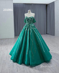 Green Beaded Lace Wedding Dresses Off the Shoulder Quinceanera Dress 231001