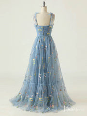 Green Floral Lace Prom Dresses Spaghetti Strap Formal Gown FD4080