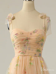Green Floral Lace Prom Dresses Spaghetti Strap Formal Gown FD4080