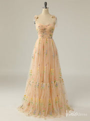 Green Floral Lace Prom Dresses Spaghetti Strap Formal Gown FD4080