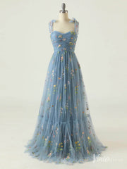 Green Floral Lace Prom Dresses Spaghetti Strap Formal Gown FD4080