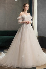 A-Line Lace Long Prom Dress Off the Shoulder Formal Evening Dress Wedding Dress