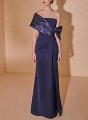 Sheath Off The Shoulder Mother Of The Bride Dresses Floor Length Evening Dress