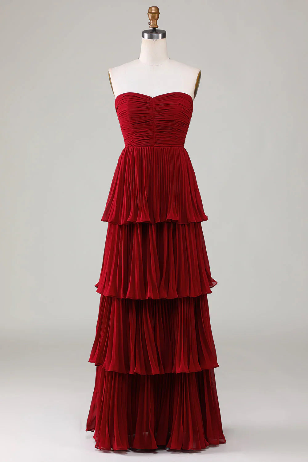 Strapless Tiered Long Bridesmaid Dress