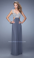 Long La Femme Prom Dress with Cut-Out Sides