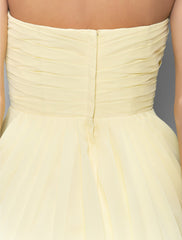 A-Line Sweetheart Neckline Knee Length Chiffon Bridesmaid Dress with Appliques / Side Draping