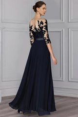 Half Sleeves Chiffon Mother of Bride Jumpsuit with Appliques