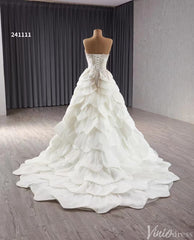 Haute Couture Beaded Tiered Balll Gown Wedding Dresses with Slit 241111