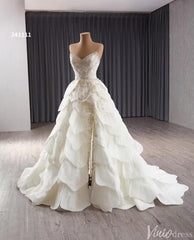 Haute Couture Beaded Tiered Balll Gown Wedding Dresses with Slit 241111