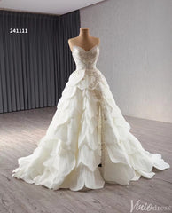 Haute Couture Beaded Tiered Balll Gown Wedding Dresses with Slit 241111