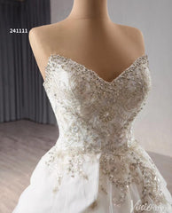 Haute Couture Beaded Tiered Balll Gown Wedding Dresses with Slit 241111