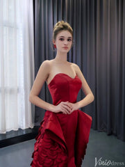 Haute Couture Red Mermaid Wedding Dresses Tiered Petal Pageant Gown 241096