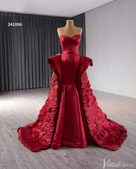 Haute Couture Red Mermaid Wedding Dresses Tiered Petal Pageant Gown 241096