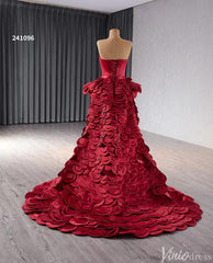 Haute Couture Red Mermaid Wedding Dresses Tiered Petal Pageant Gown 241096