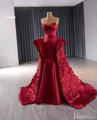 Haute Couture Red Mermaid Wedding Dresses Tiered Petal Pageant Gown 241096