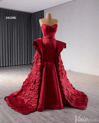 Haute Couture Red Mermaid Wedding Dresses Tiered Petal Pageant Gown 241096
