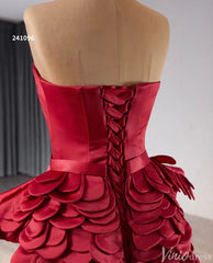 Haute Couture Red Mermaid Wedding Dresses Tiered Petal Pageant Gown 241096
