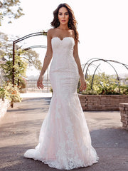 Trumpet/Mermaid Sweetheart Sleeveless Lace Applique Sweep/Brush Train Wedding Dresses