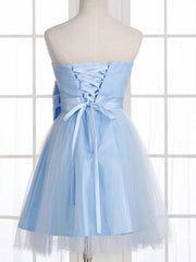 A-line skirt princess sheer bow sleeveless short Homecoming Dress
