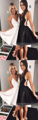 A-Line Spaghetti Straps Backless Above-Knee White Satin Homecoming Dresses
