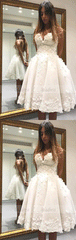 Ball Gown Sweetheart Short Ivory Tulle Homecoming Dress with Appliques