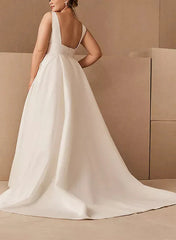 A-line/Princess V-neck Large Pocket Wedding Dress Plus Size Sexy