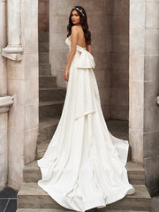 Mermaid Long Ruched Strapless Sleeveless Court Train Wedding Dresses
