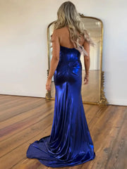 Hedda | Mermaid Sweetheart Strapless Metallic Empire Prom Dress With Side Slit