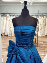Heloise | Fuchsia Strapless A-Line Long Prom Dress With Bow