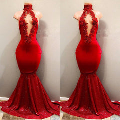 High Neck Mermaid Prom Gown in Glittering Sequins