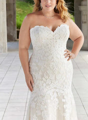 Trumpet/Fishtail Off Shoulder Large Sticker Lace Wedding Dress Plus Size Beautiful