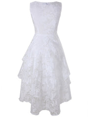 Women's Lace Dress Homecoming Dress Cocktail Dress Midi Dress White Green Gray Sleeveless Floral Lace Summer Spring Fall Crew Neck Party Birthday Evening Party Wedding Guest