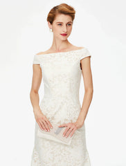 Aimishang Sheath / Column Mother of the Bride Dress Elegant Off Shoulder Floor Length Lace Short Sleeve No with Lace