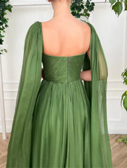 A-Line Evening Gown Elegant Dress Wedding Party Court Train Sleeveless V Neck Fall Wedding Guest Chiffon with Ruched