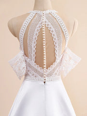 Lace Appliques A-Line Sleeveless Boho Off the Shoulder Wedding Dresses