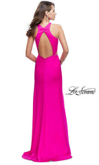 La Femme Long Open-Back Prom Dress with Slit