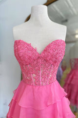 Sweetheart Royal Blue Lace Corset Tiered Party Dress