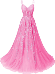 A Line 2024 Lace Violet purple Prom Dresses Lilac Long Formal Dress
