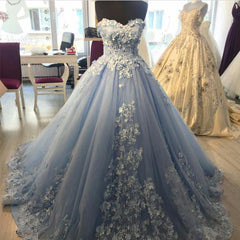 Elegant Spaghetti Straps Lace Flower Appliques Tulle Prom Dresses
