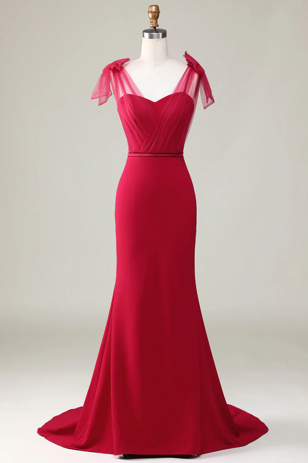 Mermaid Satin Long Bridesmaid Dress with Bows
