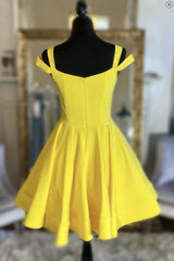Yellow satin short prom dress homecoming dress KS3971