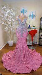 Prom -jurken, zeemeermin pailletten avondjurk, bruiloftsreceptie jurk, glinsterende jurken, bruidsjurken