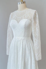 Illusion Long Sleeve Lace A-line Wedding Dress