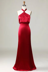 Mermaid Halter Sleeveless Bridesmaid Dress
